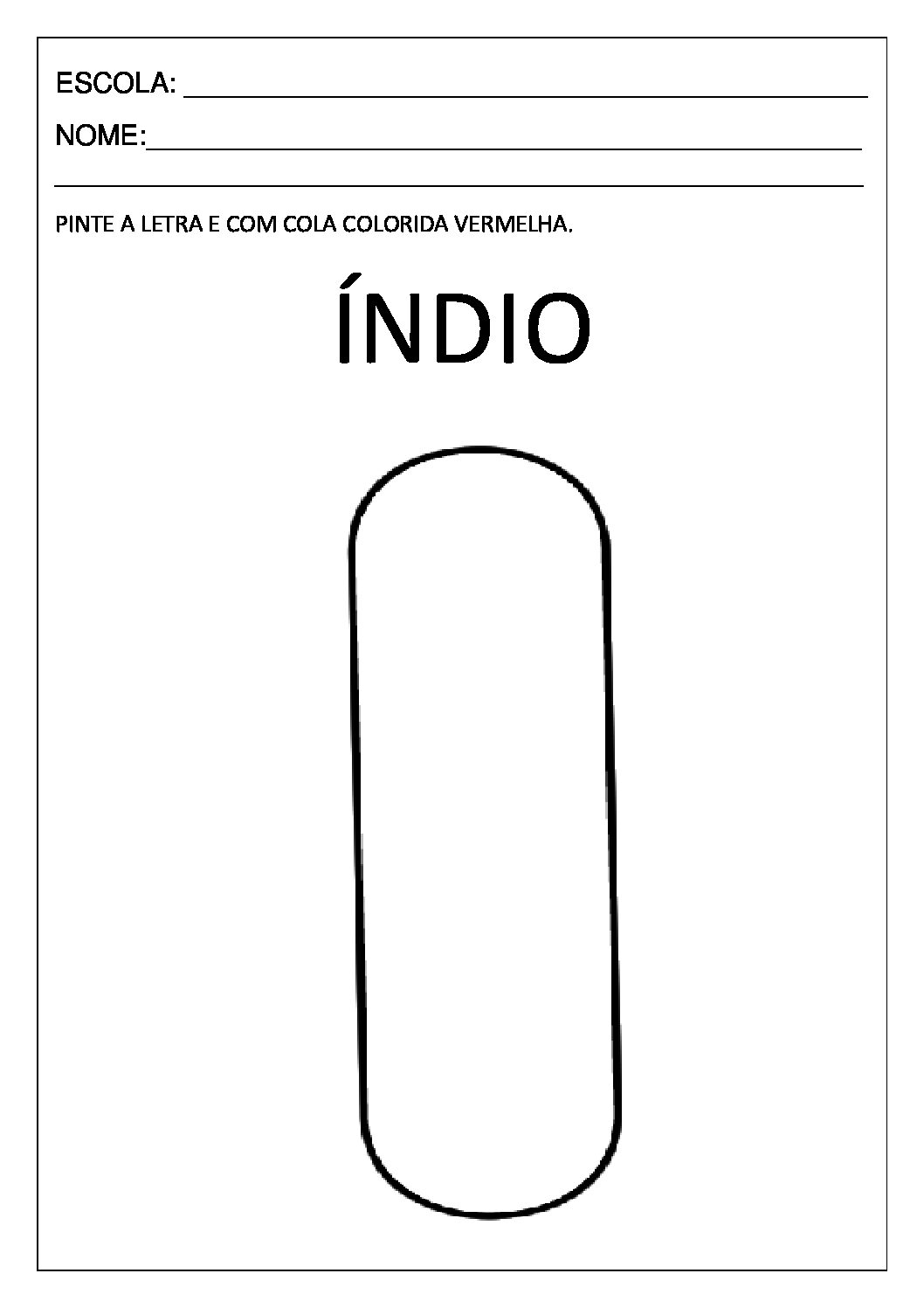 Atividade pronta com a letra I para educação infantil