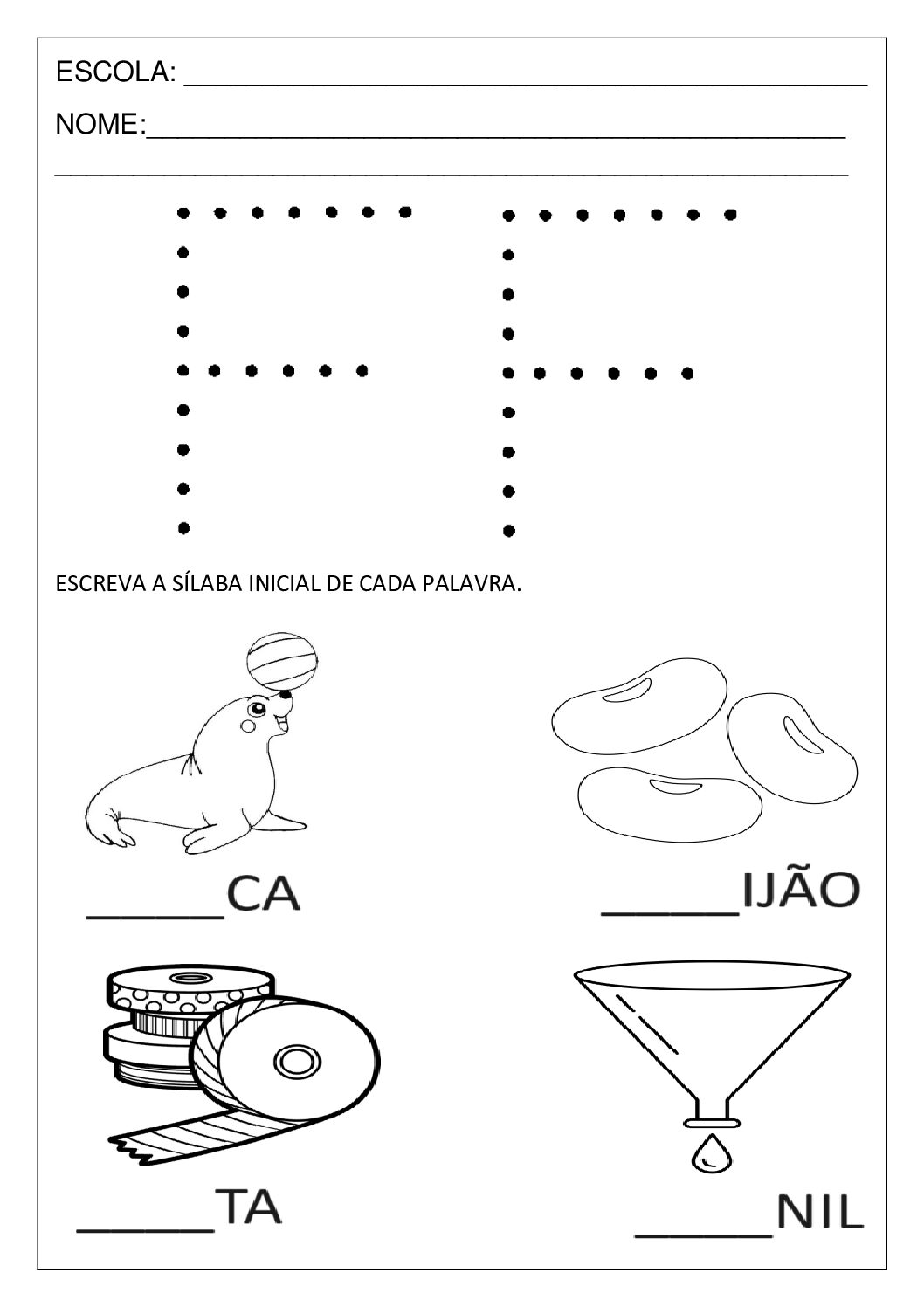 Atividades com a letra F