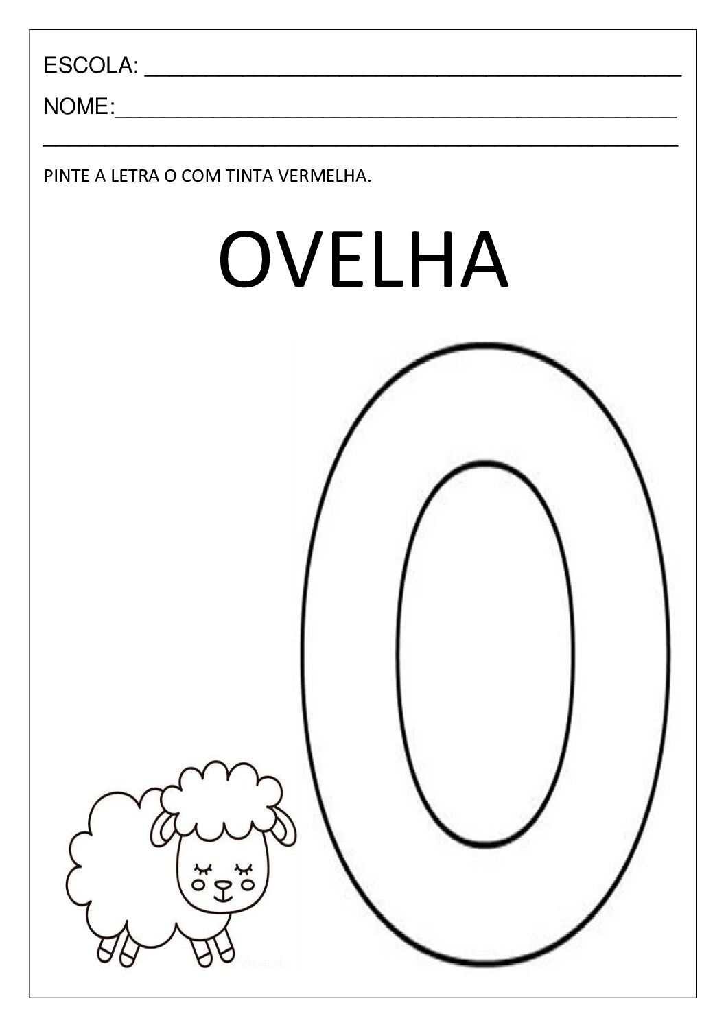 Atividade com a letra O para educação infantil