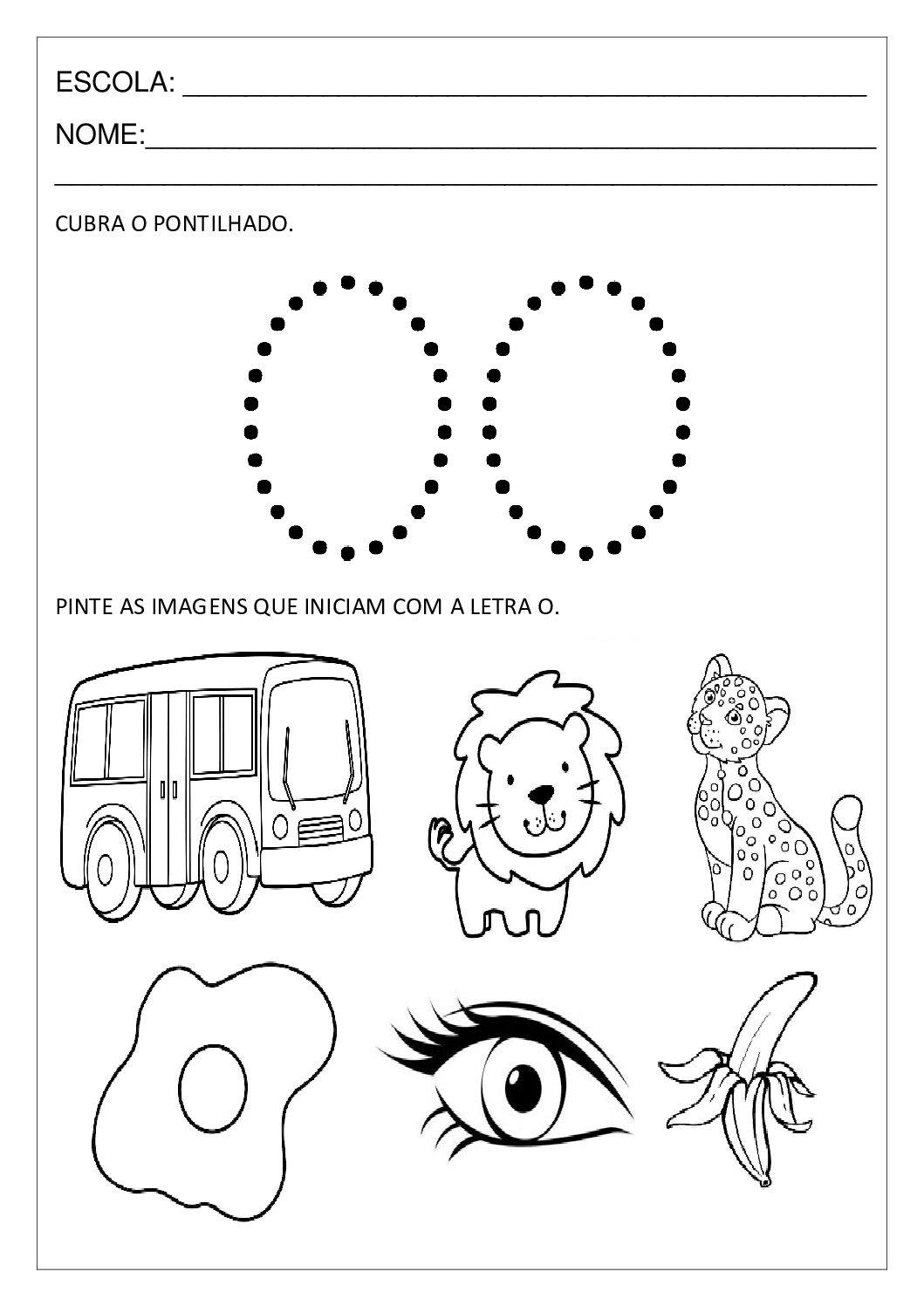 Atividade com a letra O 