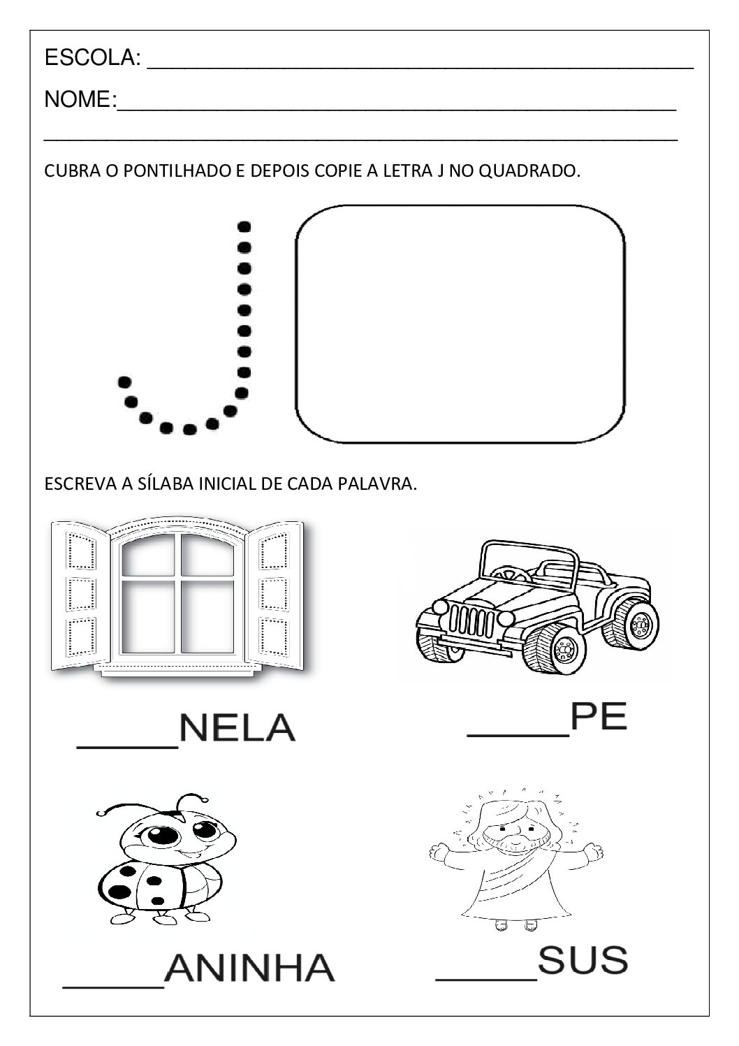 Atividades para educação infantil: atividade letra J | Atividades letra ...