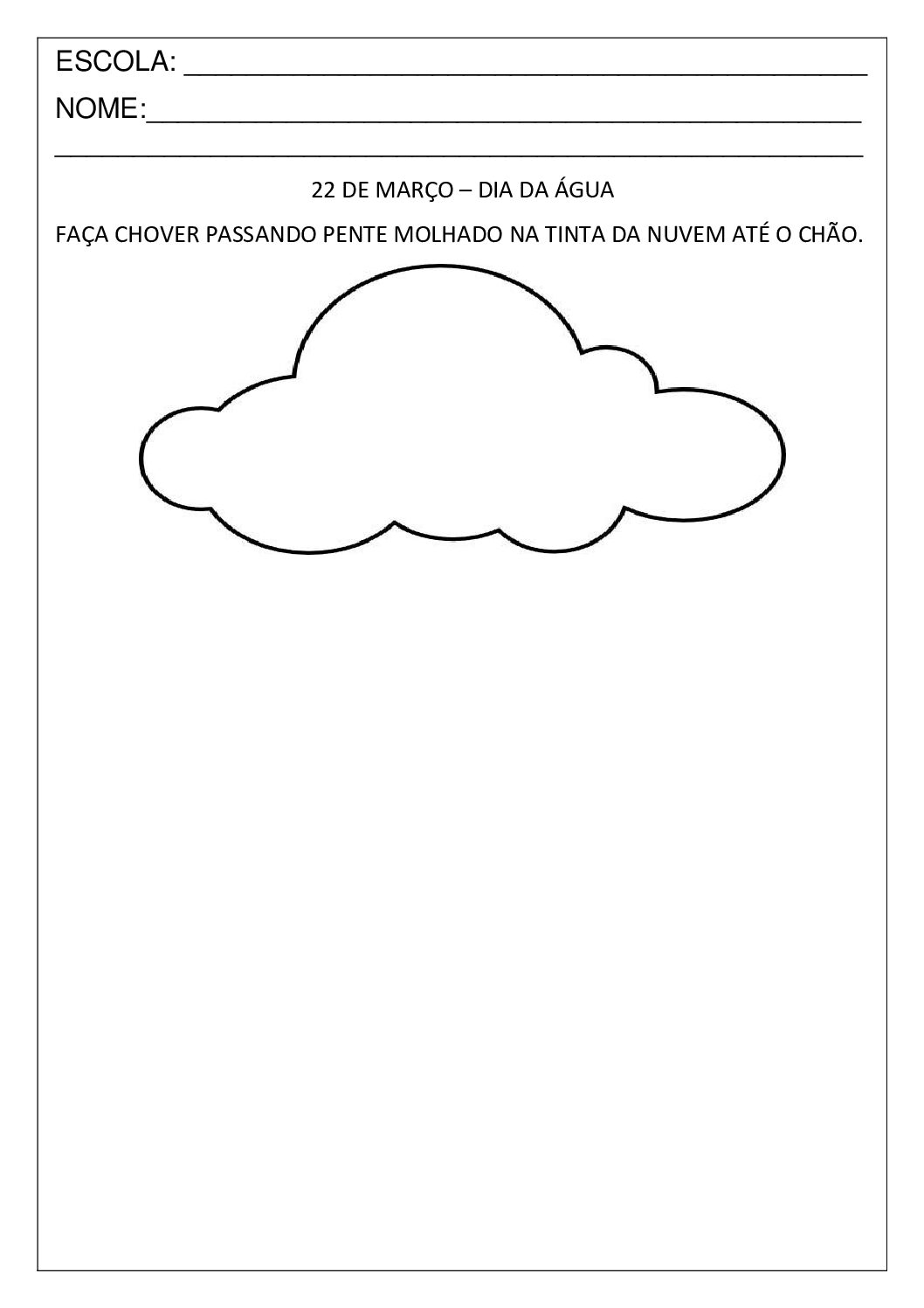 Atividade Dia da Água para educação infantil em PDF para imprimir.