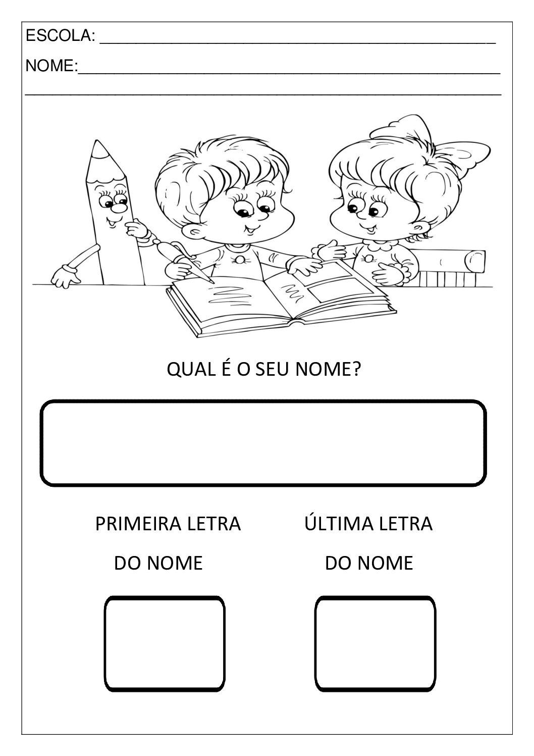 Atividade nome para educação infantil em PDF para imprimir.